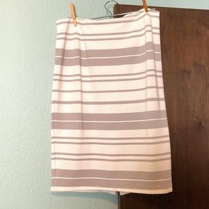 Calvin Klein Gray/White Horizontal Striped Pencil Skirt